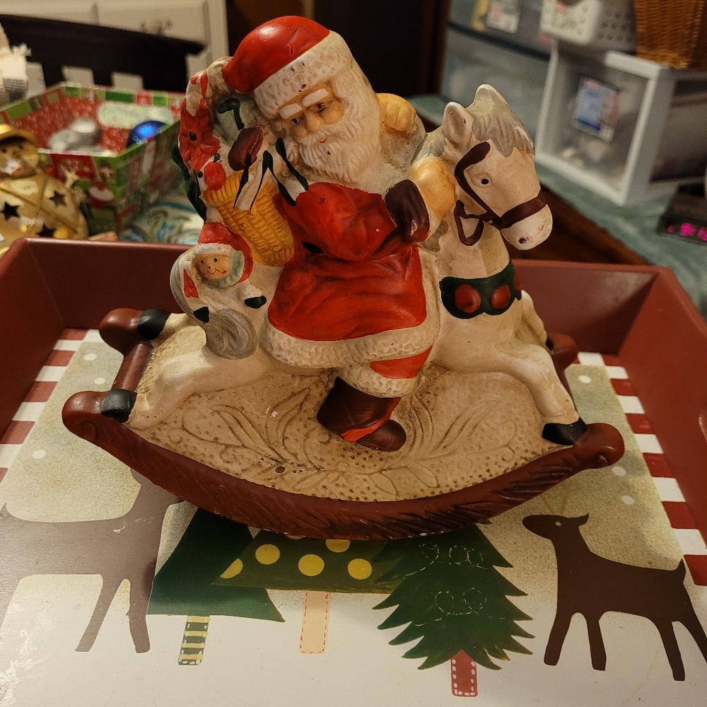 Vintage Musical Rocking Santa Figurine
